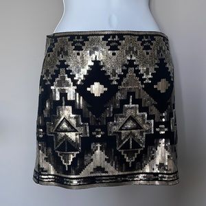Express black silver and gold sequin skirt